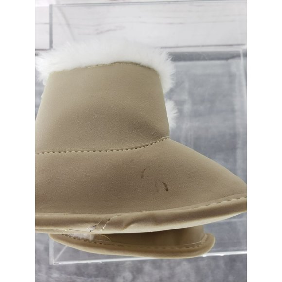 Carters 0-3 MTH TAN fur lined cheetah bow Boots - Picture 5 of 9
